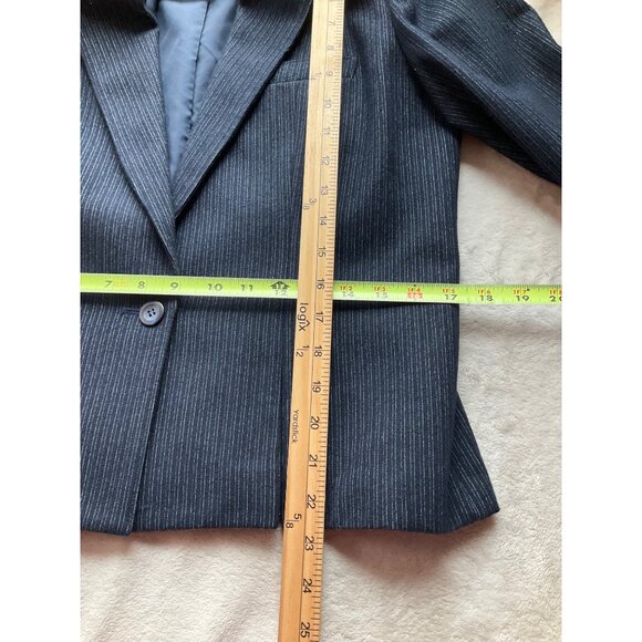 Vintage Sz Medium Sasson Pinstripe Blazer Navy Single Button Wool Bl Minimalist - Picture 7 of 12